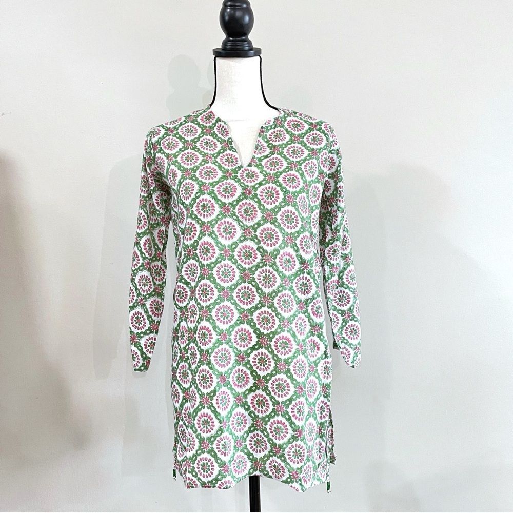 Roberta Roller Rabbit Gauze Tunic Top Swim Cover Up Dress Women 12 Floral Beaded